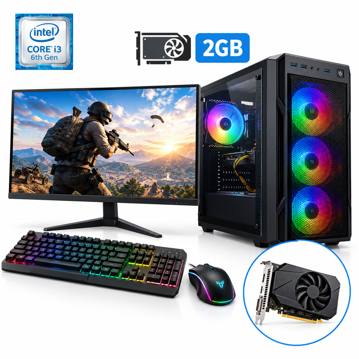 Gaming Assembeld Desktop i3 6th Gen with 2GB Graphic