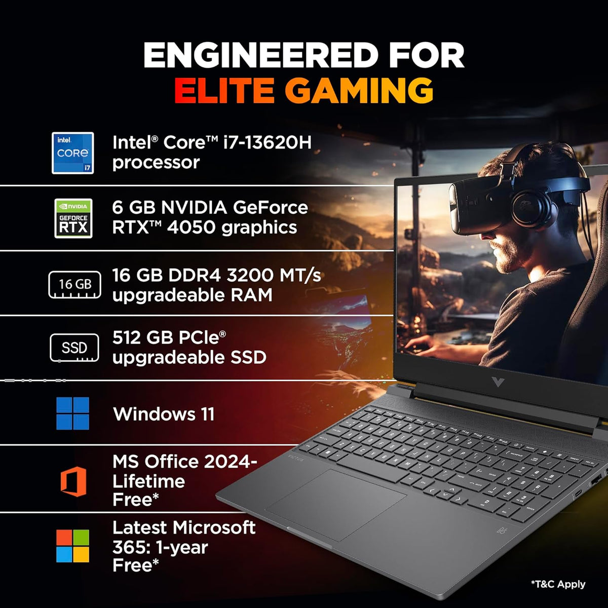 HP Smartchoice Victus, 13th Gen i7-13620H, 6GB RTX 4050, 16GB DDR4